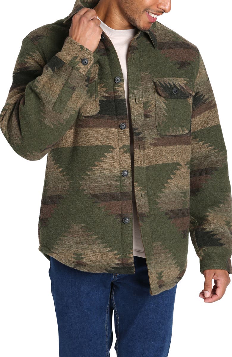 JACHS Geometric Fleece Lined Shirt Jacket, Main, color,