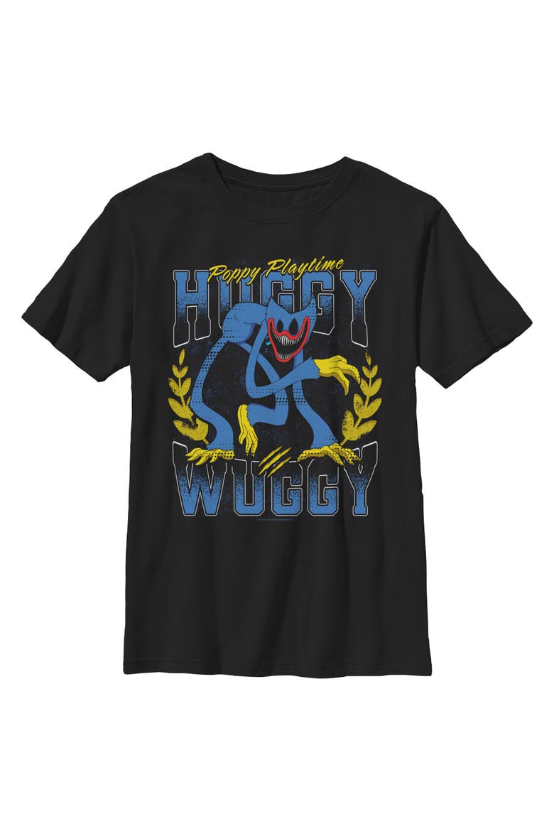 Boy's Poppy Playtime Collegiate Huggy Wuggy  Graphic T-Shirt, Main, color, Black