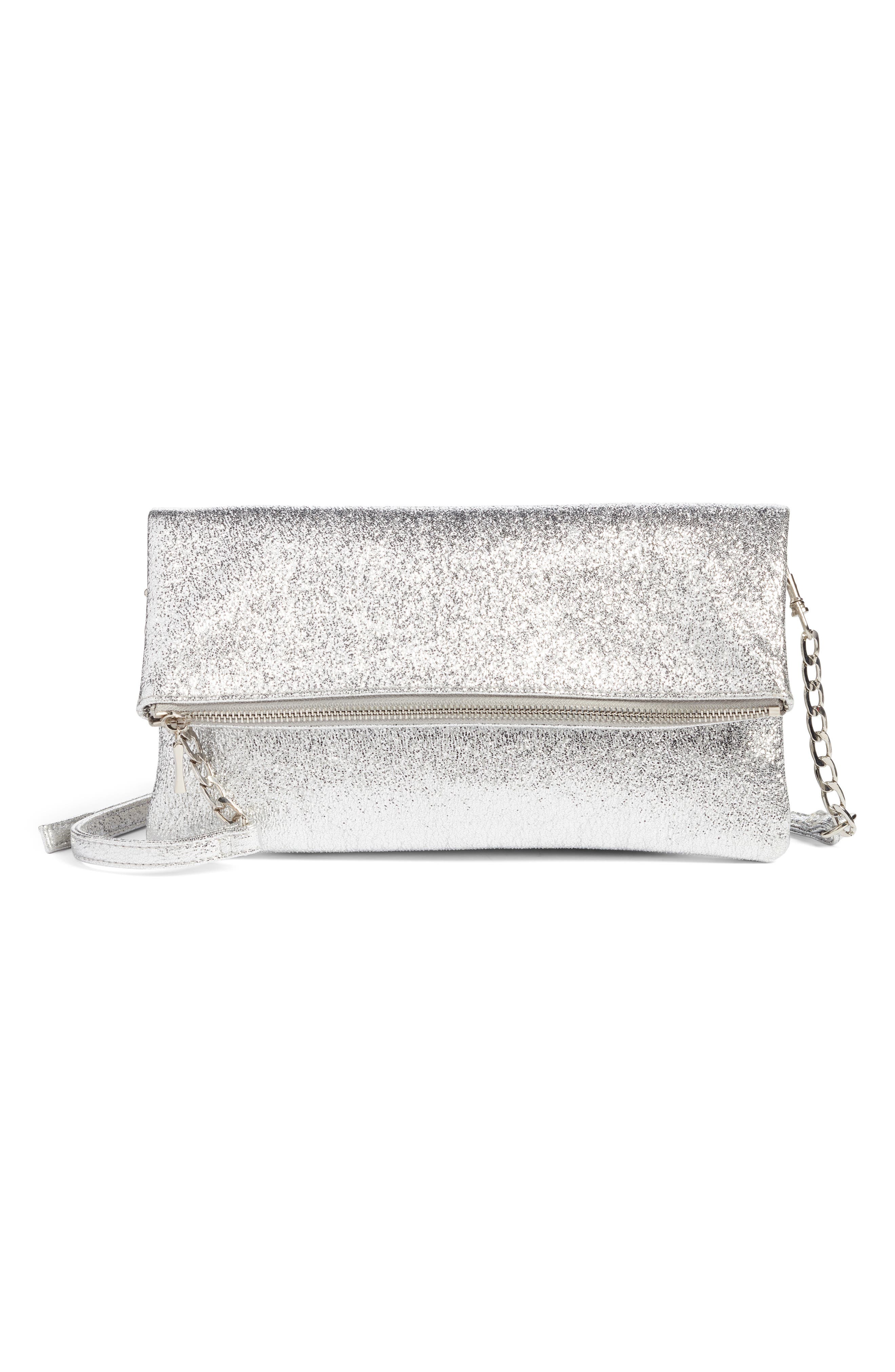 Sole Society Maci Crinkle Faux Leather Foldover Clutch, Main, color, 