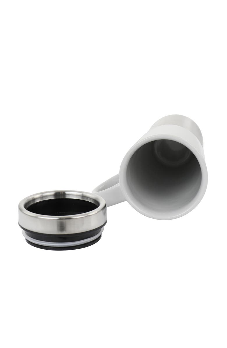 Mr. Coffee Travertine 16 oz Stoneware & Stainless Steel Travel Mug with Lid set of 3 Assorted, Alternate, color, Blue