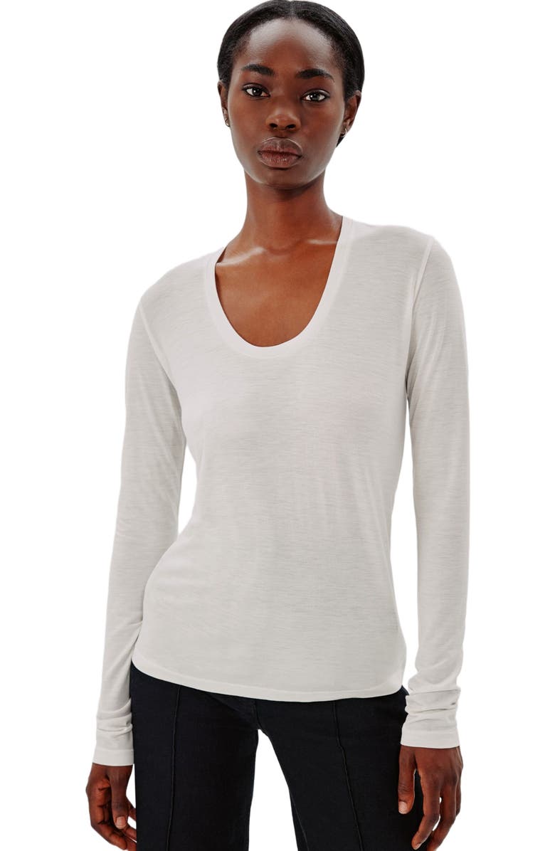 Another Tomorrow LONG BALLET SCOOP TEE, Alternate, color, Vanilla