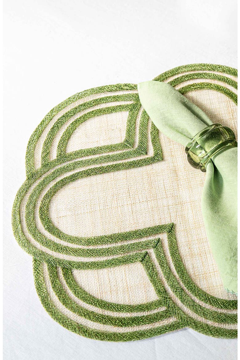 Set of 4 Scallop Stripe Placemats, Alternate, color, SEAGRASS