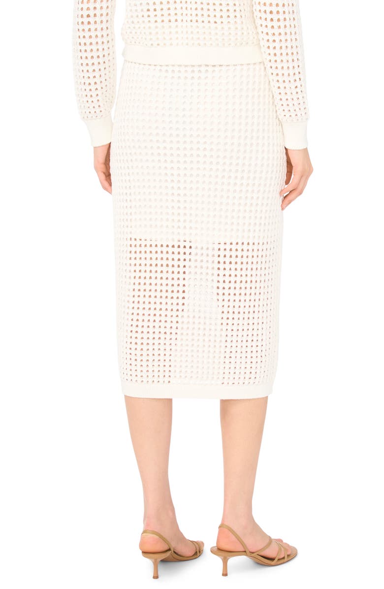 CeCe Open Stitch Midi Skirt, Alternate, color, Antique White