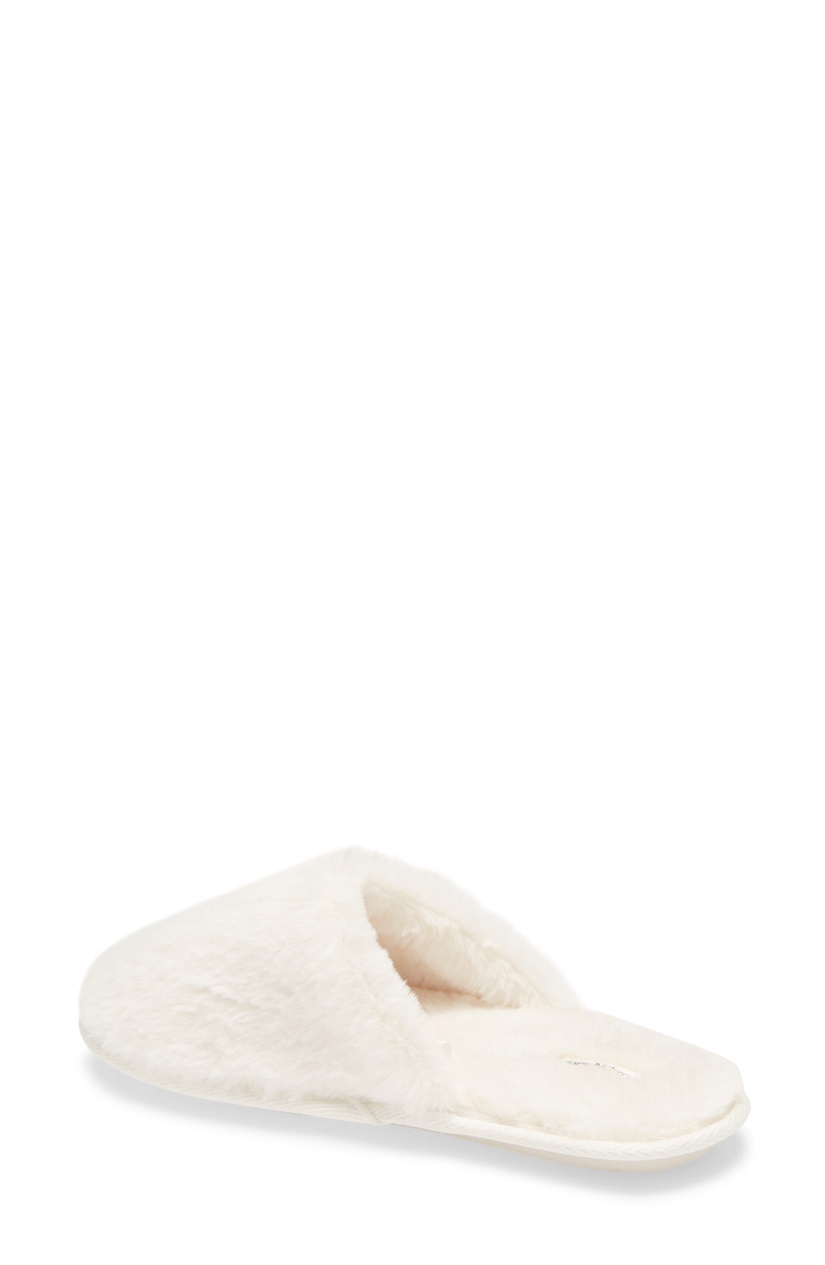 Victoria Bridal Party Faux Fur Slipper, Alternate, color, IVORY