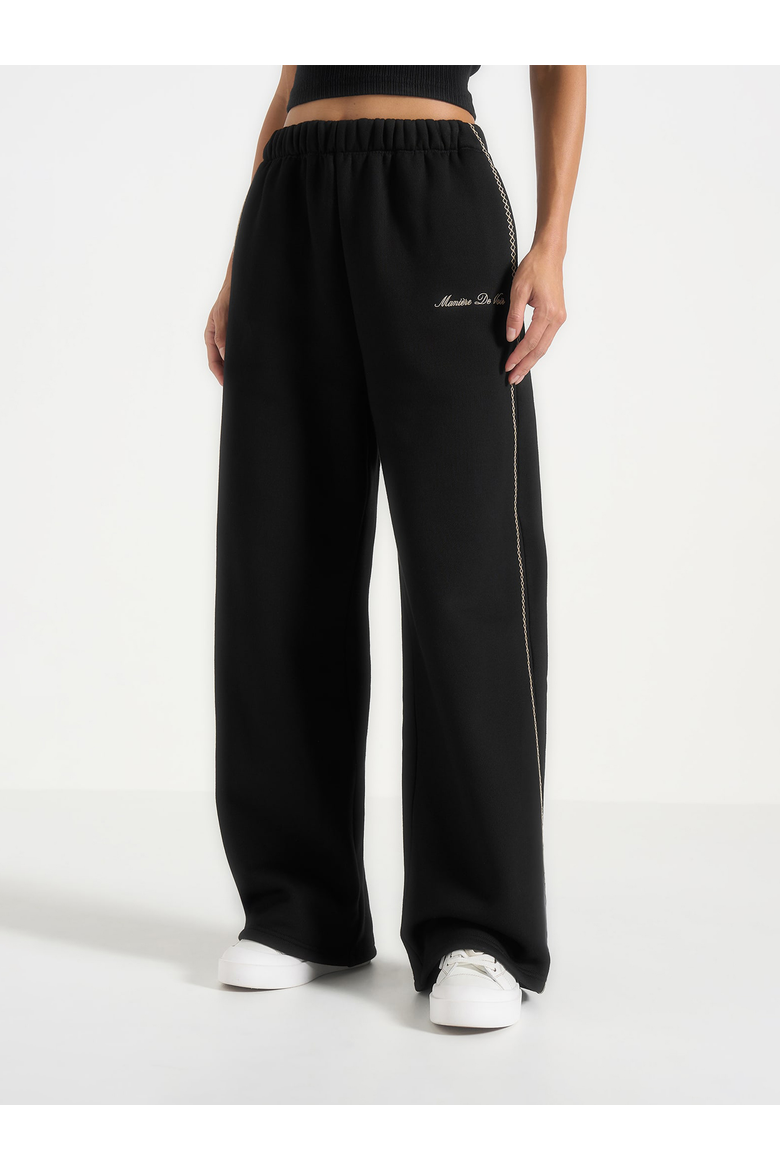 Morgan Unisex Whipstitch Regular Joggers, Alternate, color, Black