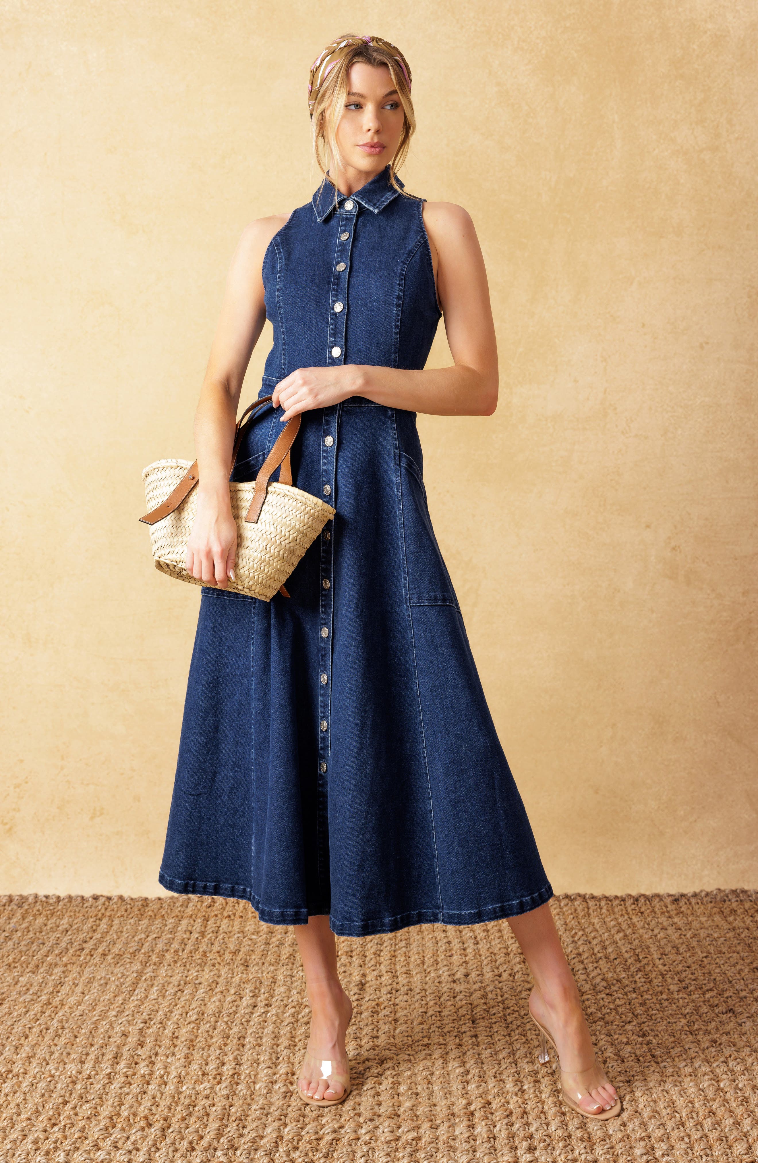 long denim shirt dress Denim A-Line Shirt Dress Small