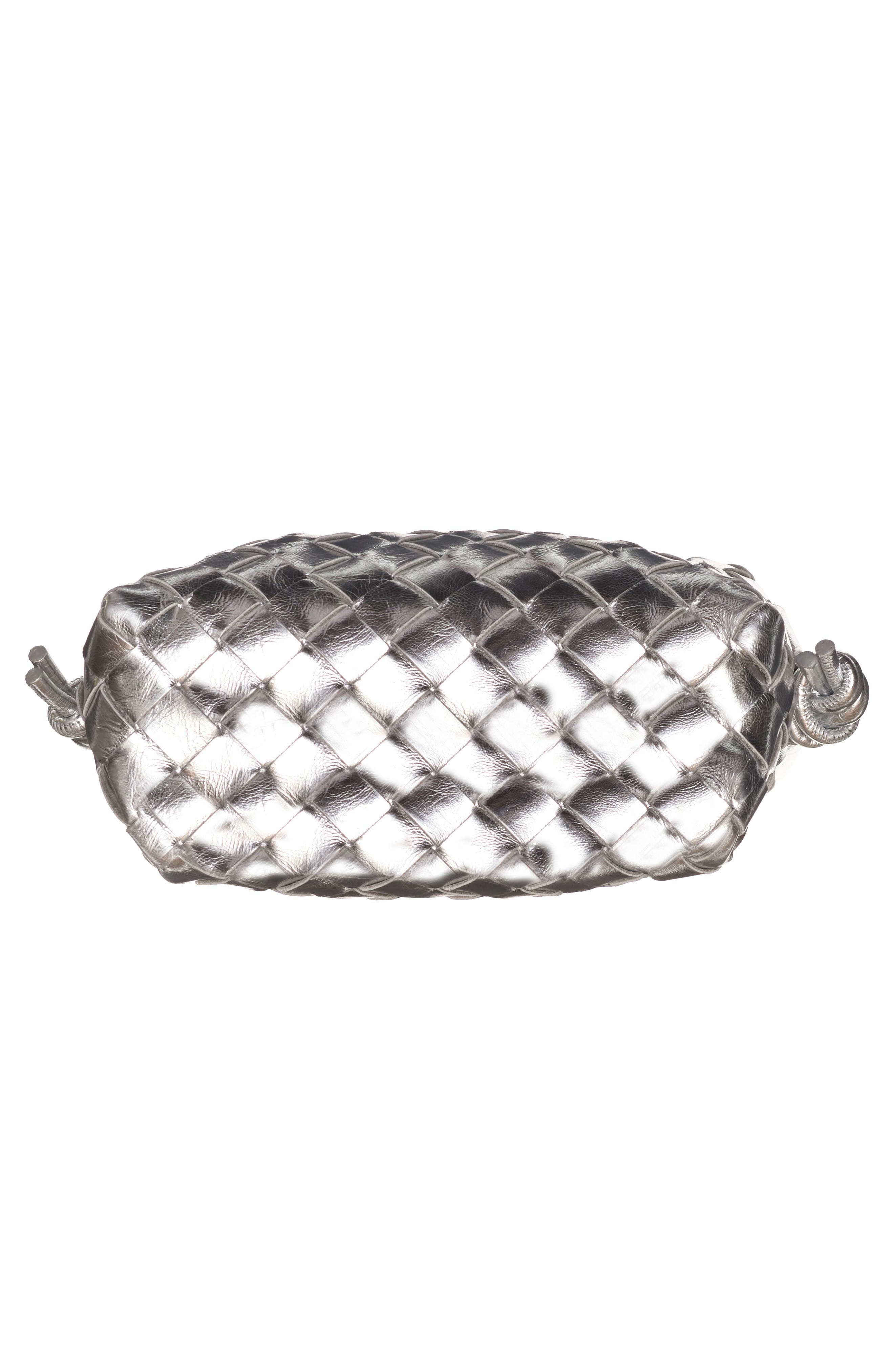 Small Intrecciato Leather Crossbody Bag, Alternate, color, SILVER/ SILVER