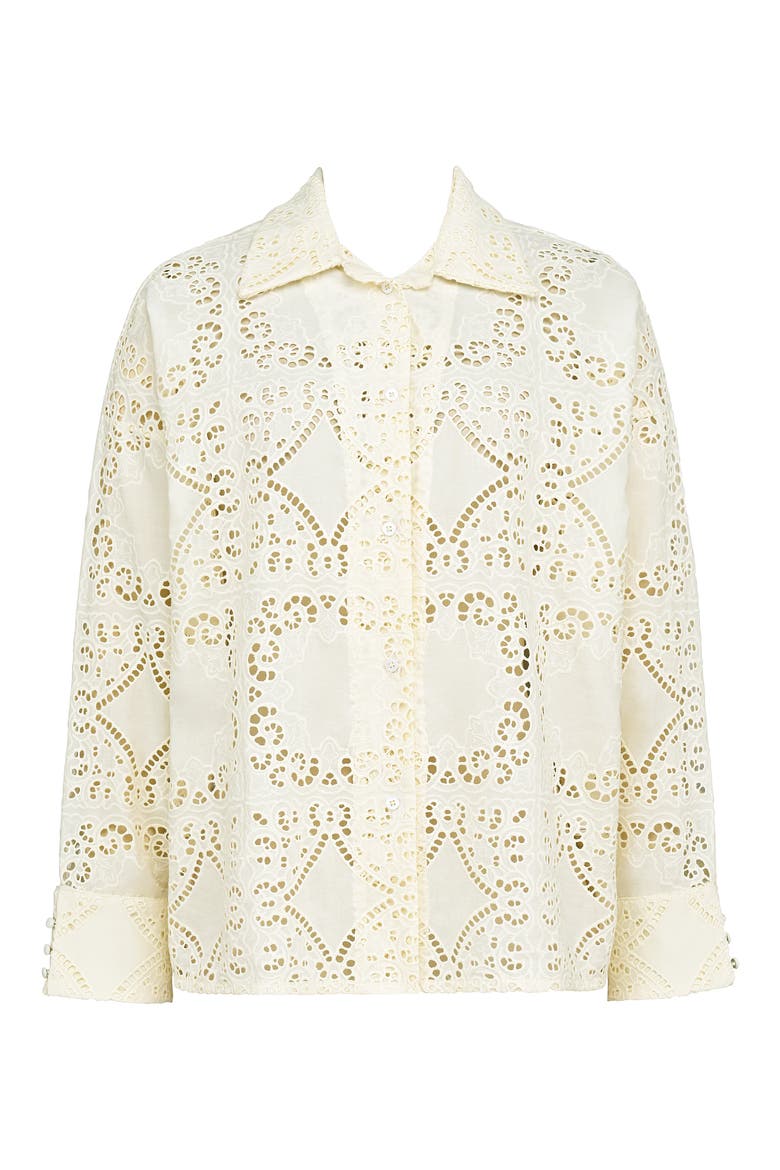 Samah Broderie Anglaise Shirt, Alternate, color, WHITE
