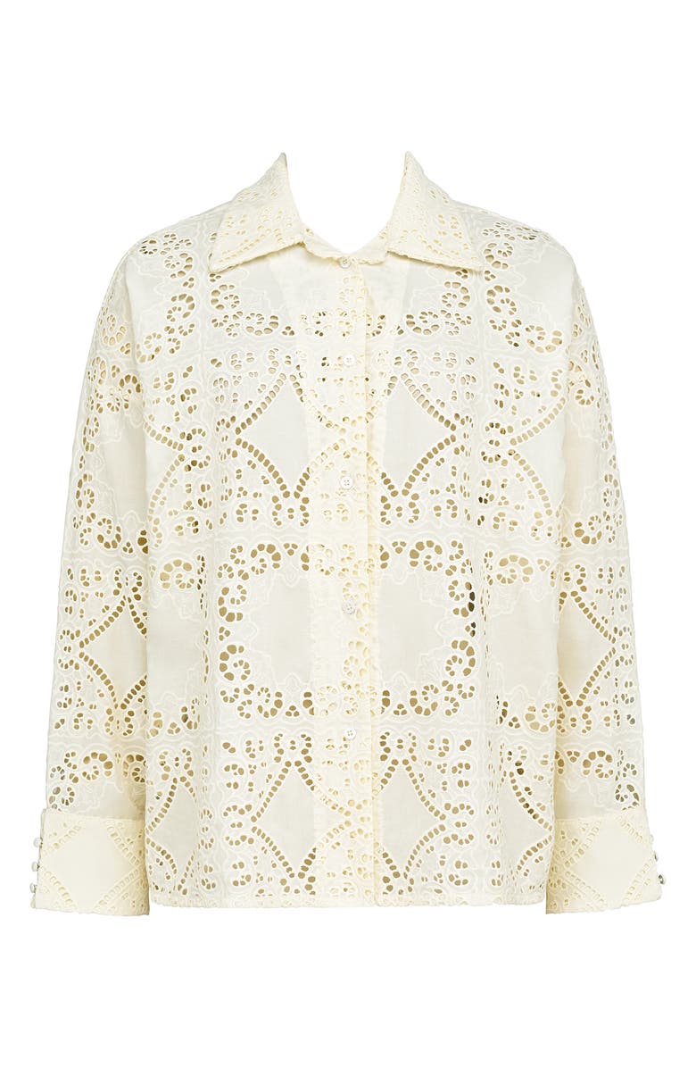 HOUSE OF CB Samah Broderie Anglaise Shirt, Alternate, color, White