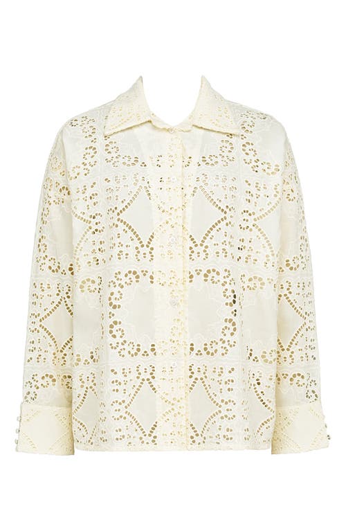 House Of Cb Womens White Samah Broderie Anglaise Cotton Shirt In White