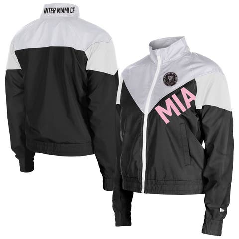 Women's 5th & Ocean by New Era  Black Inter Miami CF Leisure Cropped Full-Zip Windbreaker Jacket
