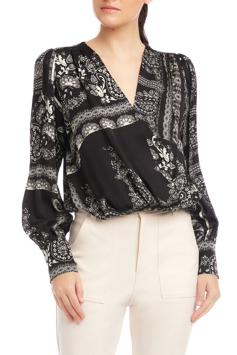 Ines Paisley Print Drape Front Top, Main, color, PRINT