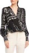 FIFTEEN TWENTY Ines Paisley Print Drape Front Top