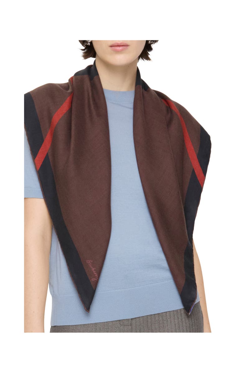 Burberry Check Cashmere Silk Scarf, Alternate, color, Ruby Red