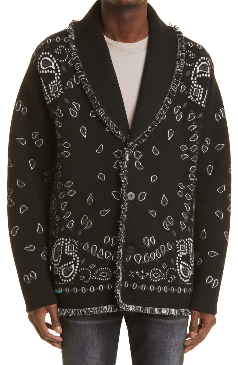 Alanui Icon Bandana Jacquard Cashmere Cardigan, Main, color, 