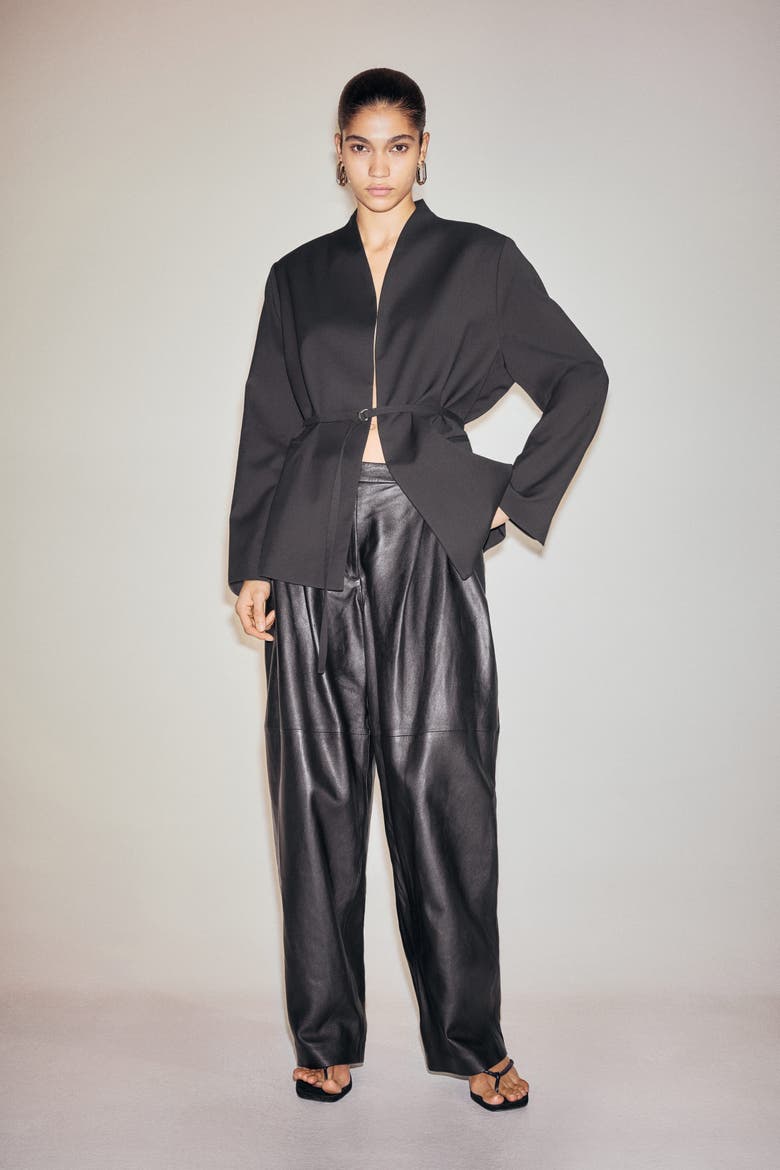 Belted Blazer, Alternate, color, Black