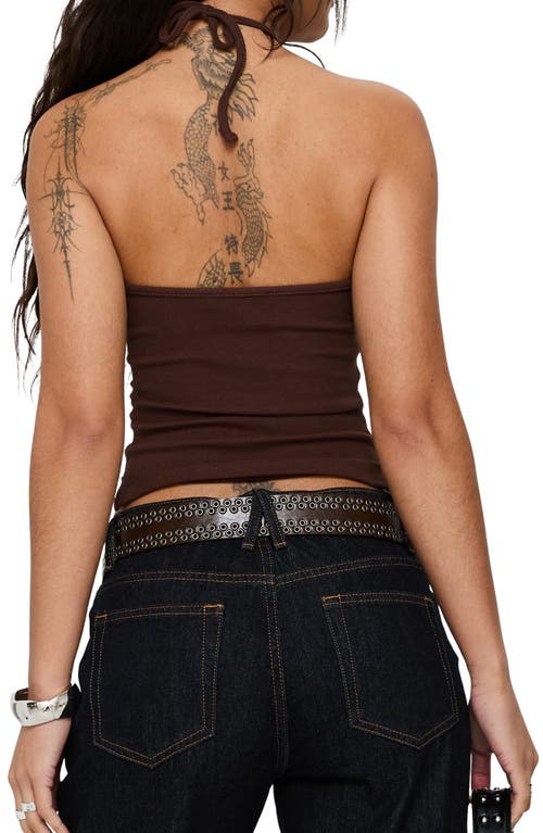 Princess Polly Baseline Rib Halter Top In Brown