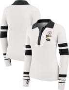 WEAR by Erin Andrews Women's WEAR by Erin Andrews White Pittsburgh Steelers Ribbed Henley Polo Sweater