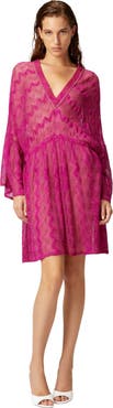 Missoni Cover-up Dress In Zig Zag Lamé Viscose With Wide Sleeves