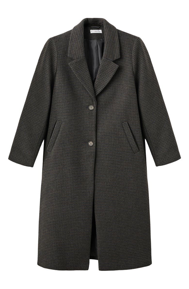 MANGO TEEN Long Check Coat, Alternate, color, Grey