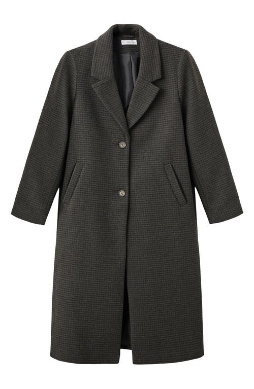 Mango Teen Long Check Coat In Gray
