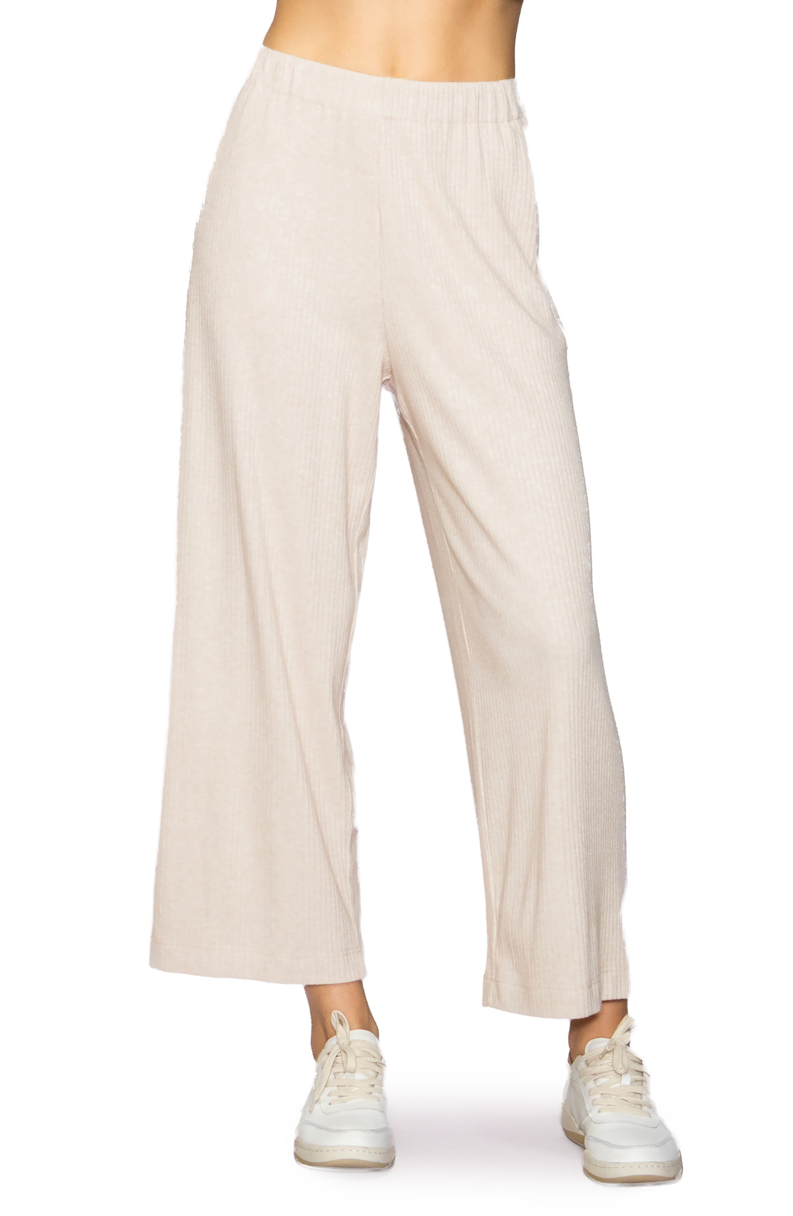MELLODAY Rib Crop Wide Leg Pants