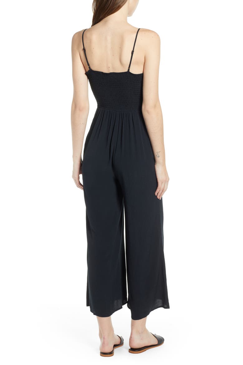 Button Front Jumpsuit, Alternate, color, BLACK