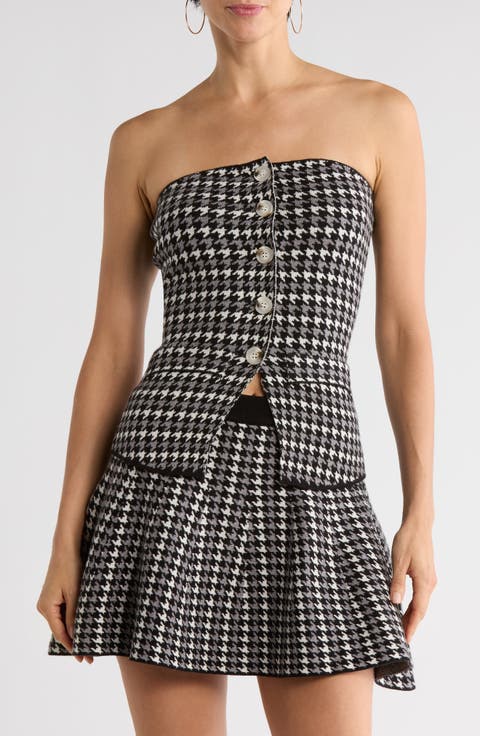 Hannah Strapless Houndstooth Top