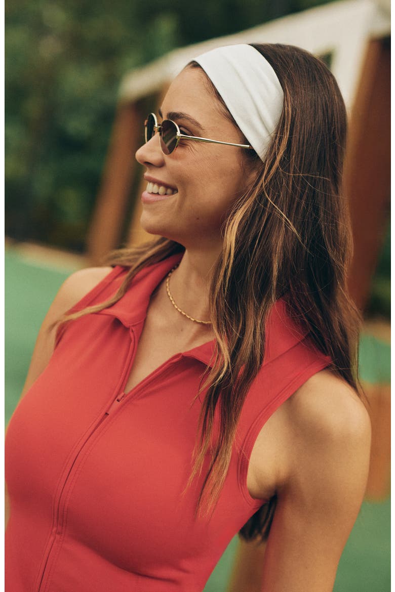 Moveknit Zip Sleeveless Polo, Alternate, color, TOMATO
