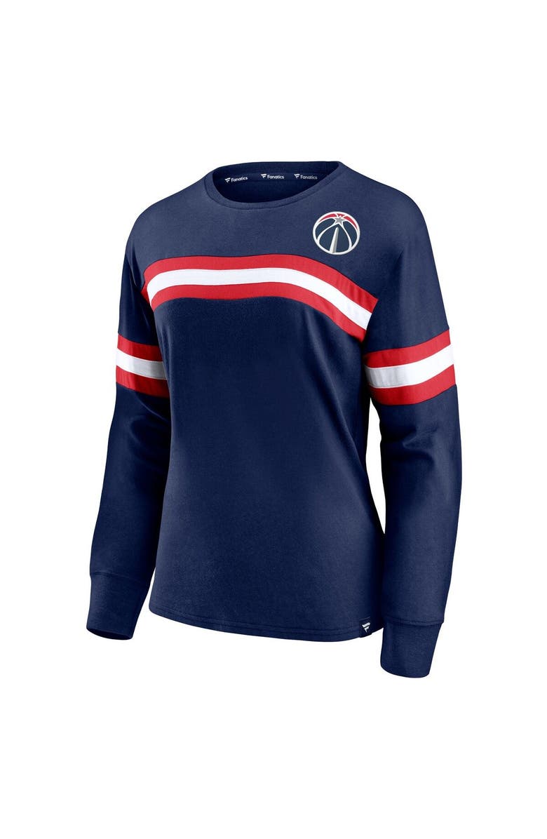 FANATICS Women's Fanatics Branded Navy Washington Wizards Block Party Chest Logo Striped Long Sleeve T-Shirt, Alternate, color, 