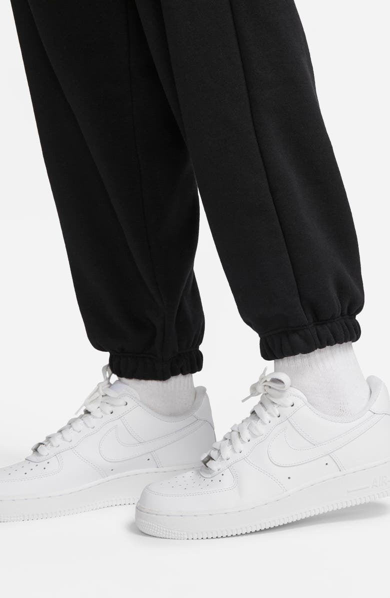 Nike Oversize Fleece Cargo Sweatpants, Alternate, color, Black/ White