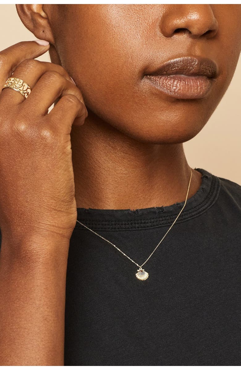 Oradina 14K Yellow Gold Seashell Pendant Charm, Alternate, color, Yellow Gold