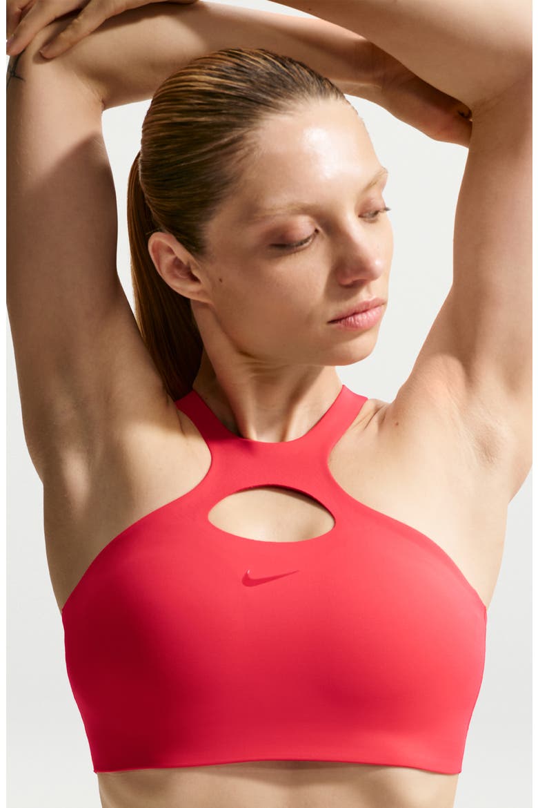 Universa Cutout Sports Bra, Alternate, color, LIGHT CRIMSON/ UNIVERSITY RED
