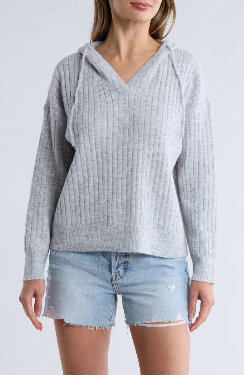 Lucky Brand Hooded Ribbed Sweater, Main, color, 