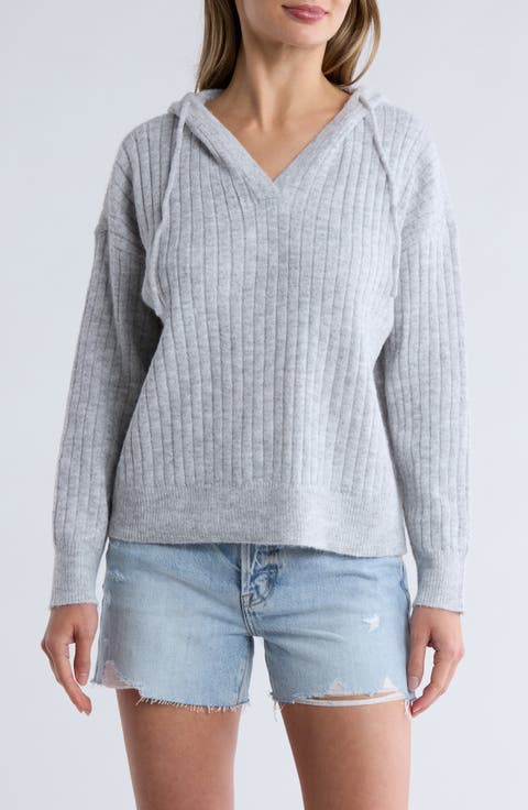 Hooded Ribbed Sweater