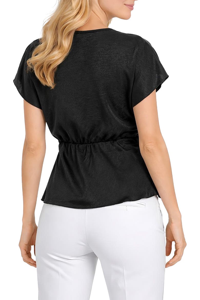 Crushed Satin V-Neck Top, Alternate, color, BLACK