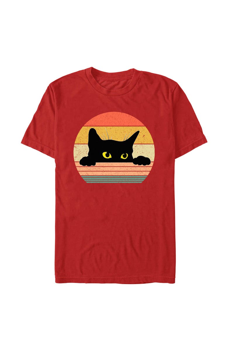 Lost Gods Men's Lost Gods Retro Stripes Cat Graphic T-Shirt, Main, color, Red