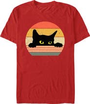 Lost Gods Men's Lost Gods Retro Stripes Cat  Graphic T-Shirt