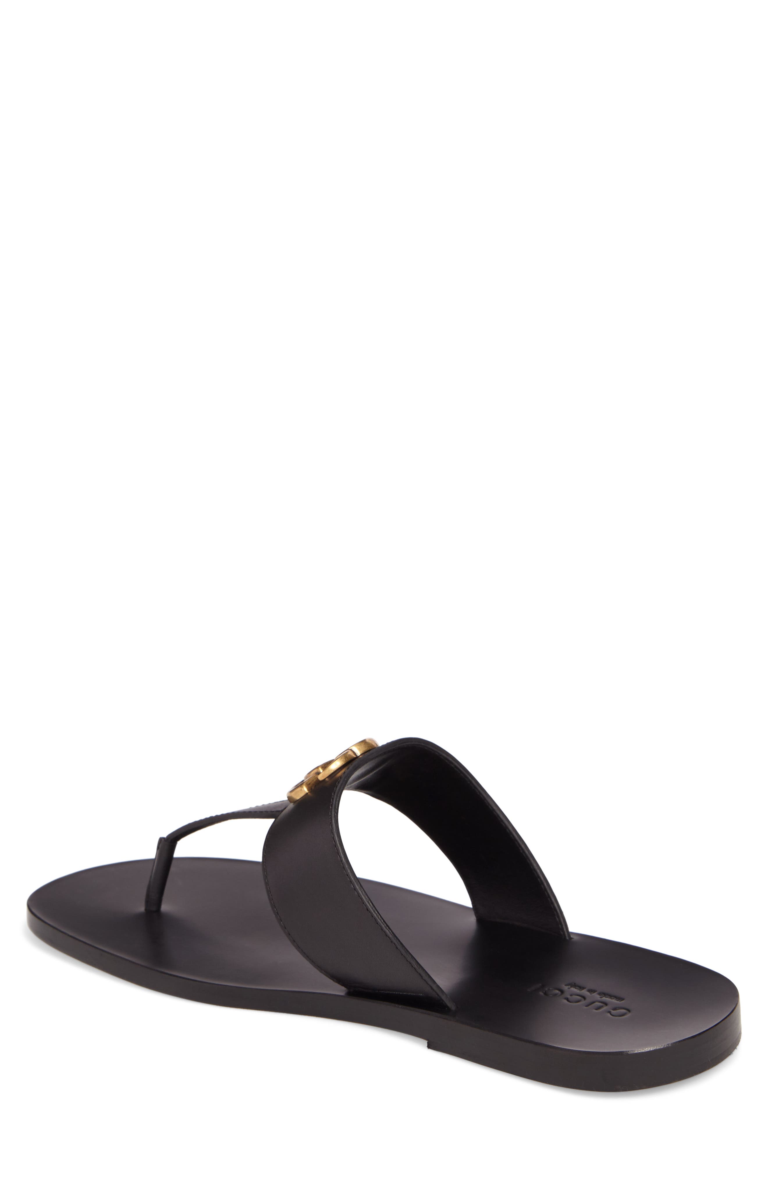 Gucci Marmont Double G Leather Thong Sandal, Alternate, color, 
