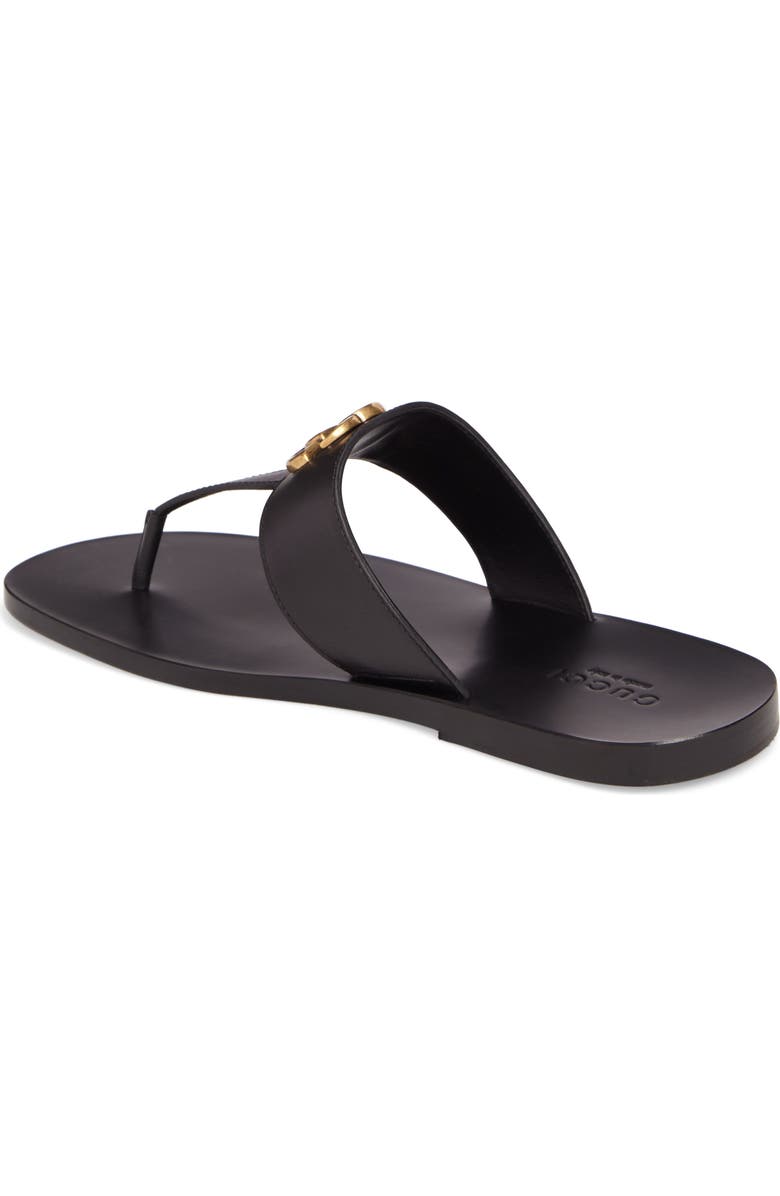 Gucci Marmont Double G Leather Thong Sandal, Alternate, color,