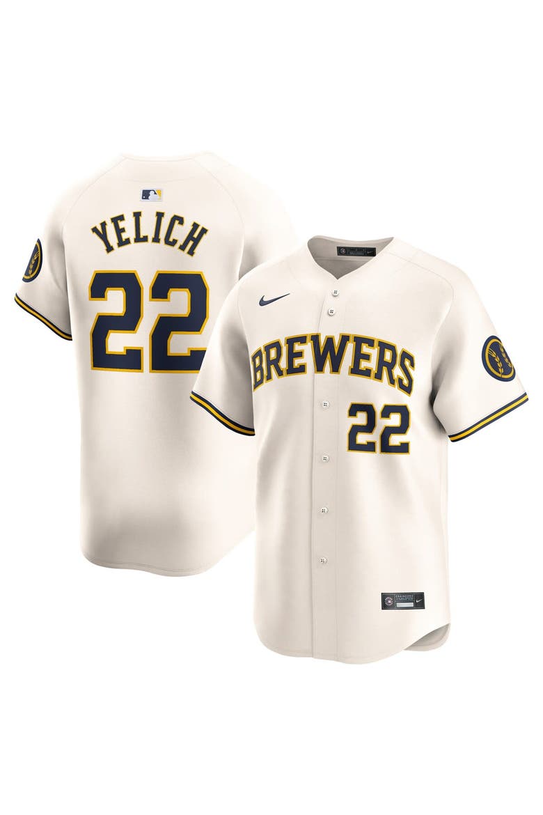 Men's Nike Christian Yelich Cream Milwaukee Brewers Home Limited Player Jersey, Alternate, color, Cream