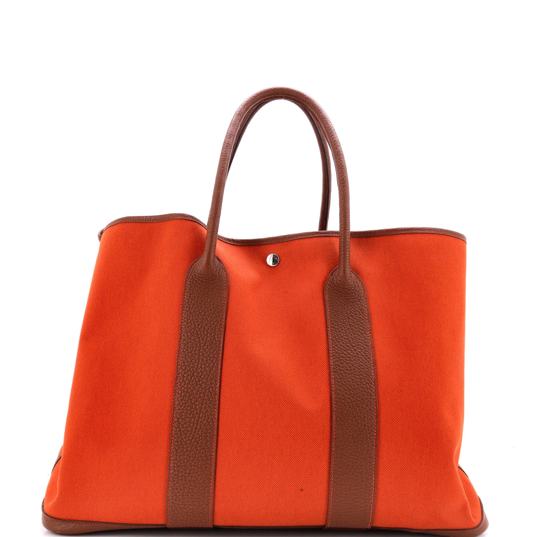 Pre-Owned Hermes Garden Party Tote Toile and Leather 49, Alternate, color, Marron D'inde