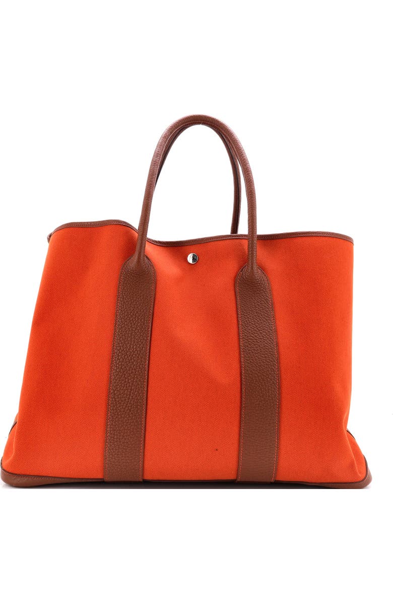 Pre-Owned Hermes Garden Party Tote Toile and Leather 49, Alternate, color, Marron D'inde