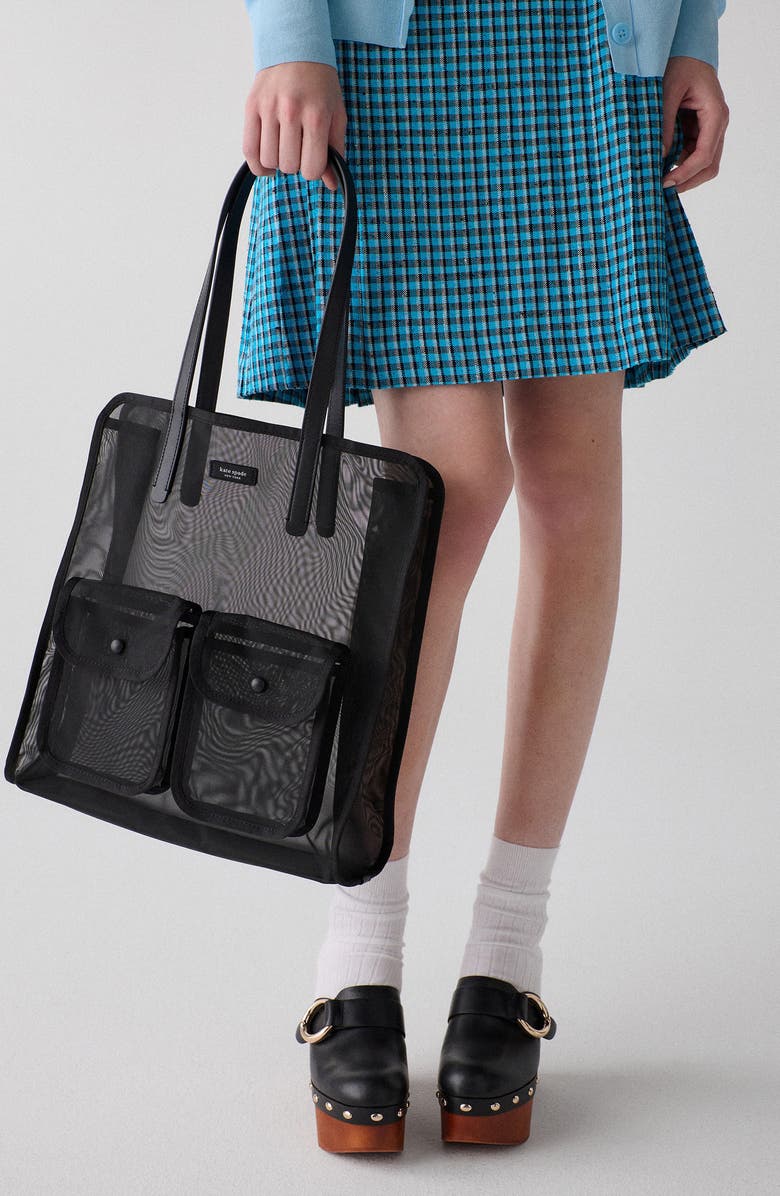 Kate Spade New York breezy mesh tote bag, Alternate, color, Black