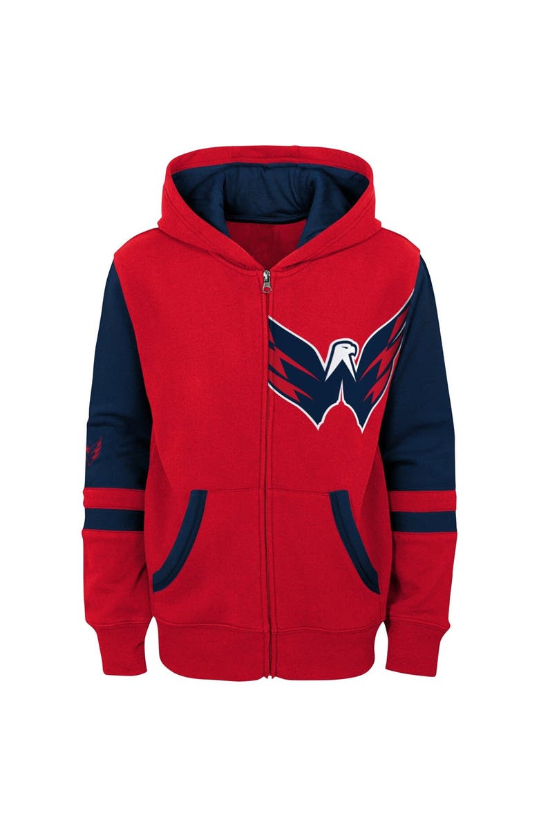 Outerstuff Youth Red Washington Capitals Face Off Color Block Full-Zip Hoodie, Alternate, color, 