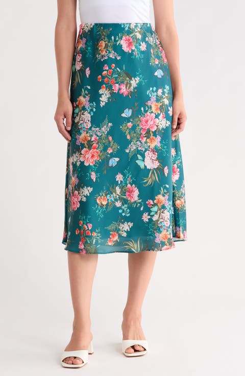 Floral Print Midi Skirt