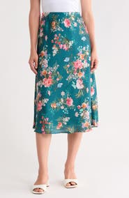 Vince Camuto Floral Print Midi Skirt