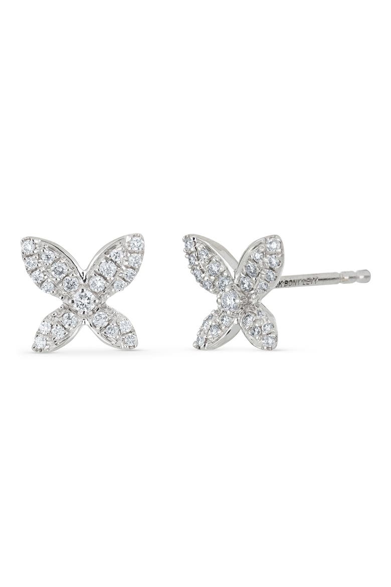 Icon 18k Gold Diamond Butterfly Stud Earrings, Main, color, 18K WHITE GOLD