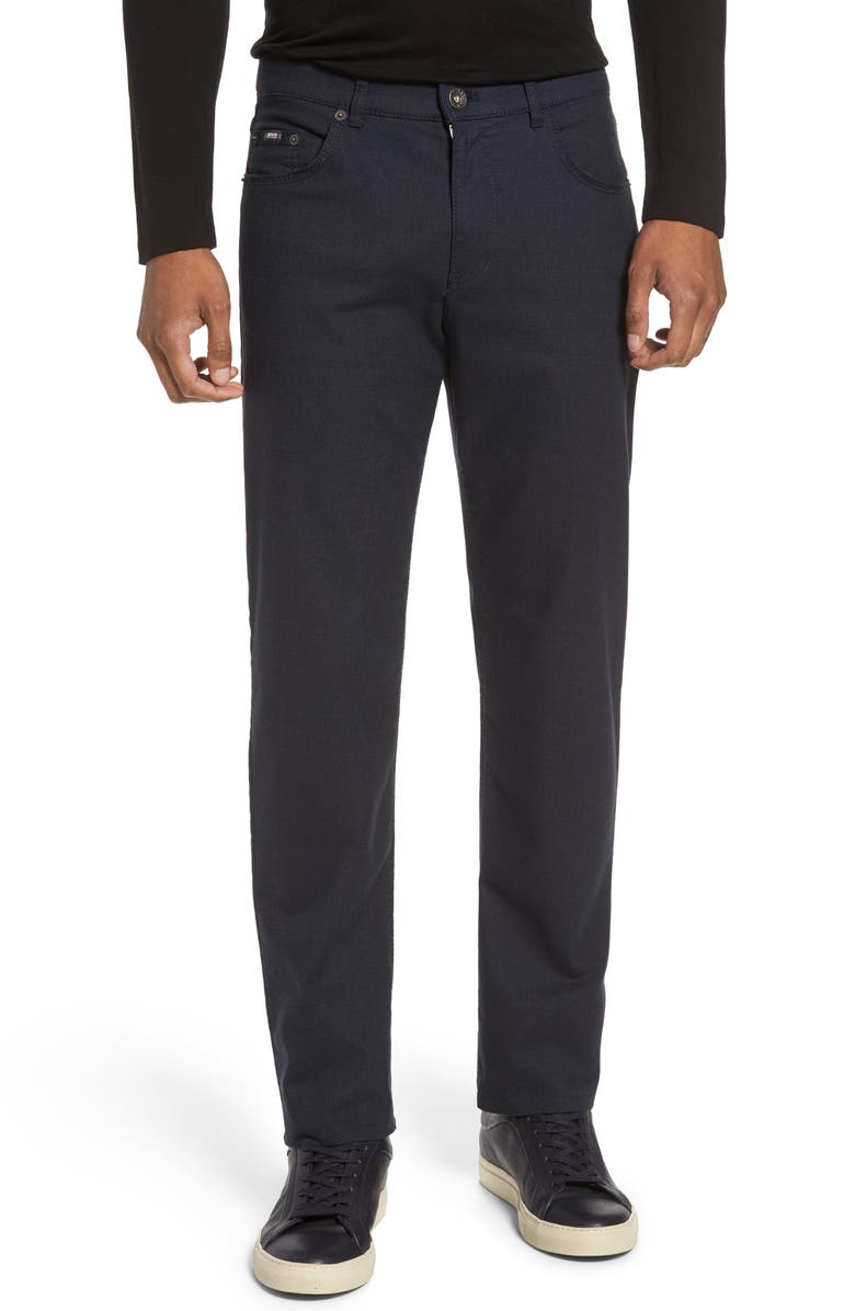 Brax Five-Pocket Stretch Cotton Trousers, Main, color, Navy