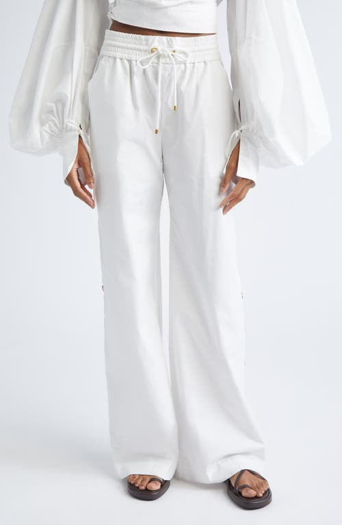 Zimmermann Rebellion Cotton Poplin Wide Leg Button Pants In White